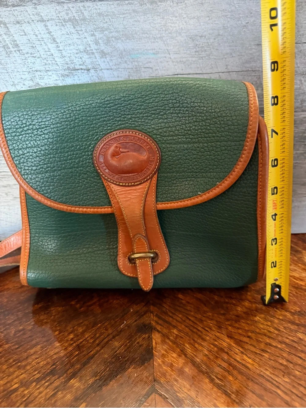 Vintage Dooney & Bourke Green All Weather Leather Essex Crossbody Purse